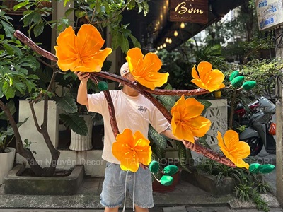 Cành mai đào Bonsai khổng lồ nhiều màu [Thủ công - Nhẹ] D180cm CANHHOA-10